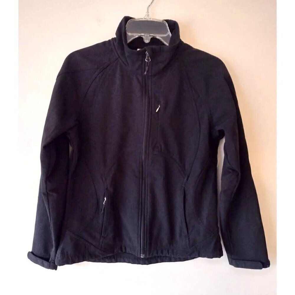 Double Diamond Fleece Lined Soft Shell Jacket‎ Women's Size Small Black Full Zip